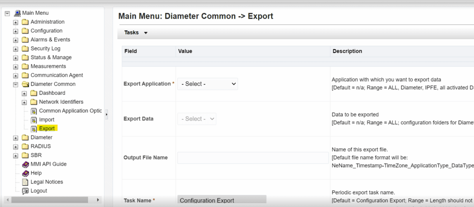 Exporting Diameter Common on NOAM Exporting Diameter Common on NOAM
